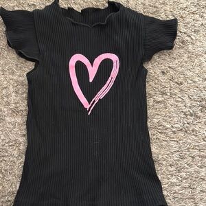 Black Kids Shirt with Pink Heart Design